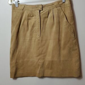 NVE, Women's Tan Leather Skirt, Size12, Fully Lined, Some Wear,
